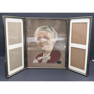 Vintage Trifold Brass/Gold Tone Ornate Metal Picture Frame By Metalcraft